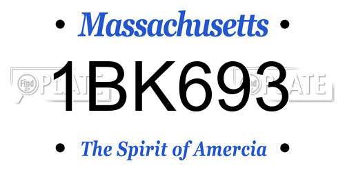 1BK693 Massachusetts License Plate