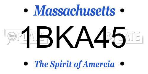 1BKA45 Massachusetts License Plate