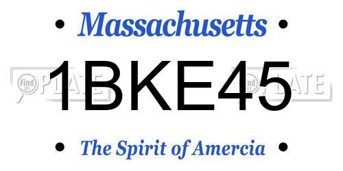 1BKE45 Massachusetts License Plate