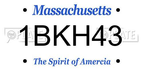 1BKH43 Massachusetts License Plate