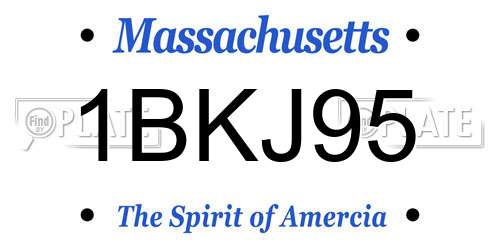 1BKJ95 Massachusetts License Plate