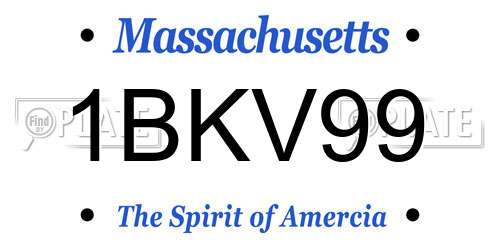 1BKV99 Massachusetts License Plate