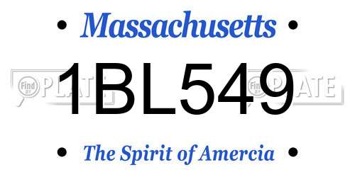 1BL549 Massachusetts License Plate