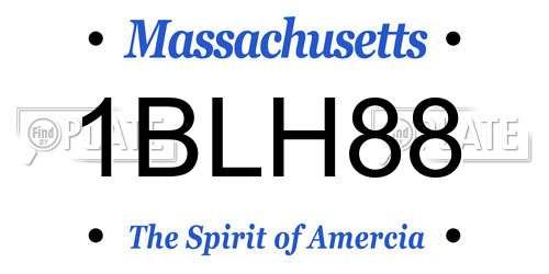 1BLH88 Massachusetts License Plate