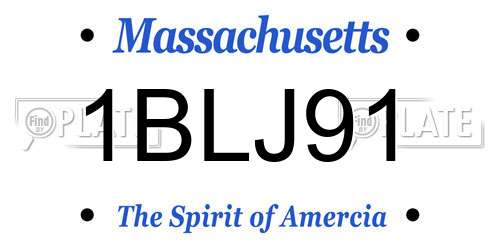 1BLJ91 Massachusetts License Plate