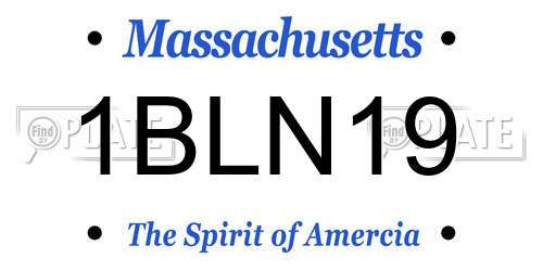 1BLN19 Massachusetts License Plate