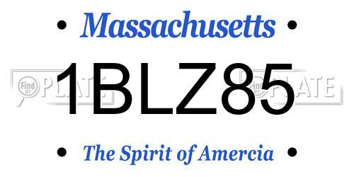 1BLZ85 Massachusetts License Plate