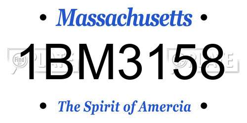 1BM3158 Massachusetts License Plate