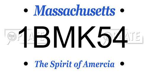 1BMK54 Massachusetts License Plate