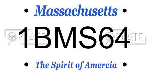 1BMS64 Massachusetts License Plate