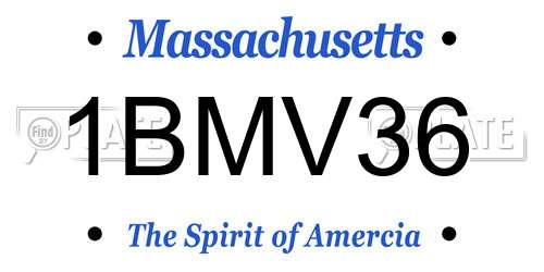 1BMV36 Massachusetts License Plate