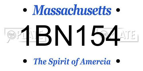 1BN154 Massachusetts License Plate