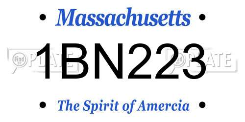 1BN223 Massachusetts License Plate