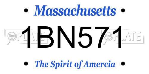 1BN571 Massachusetts License Plate