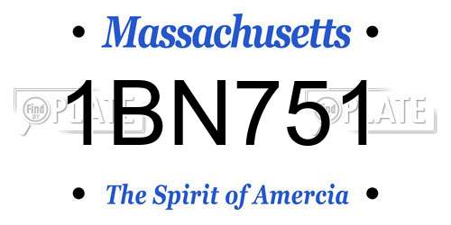 1BN751 Massachusetts License Plate