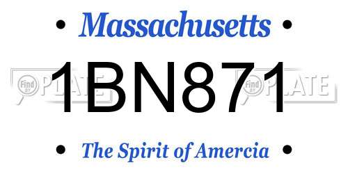 1BN871 Massachusetts License Plate
