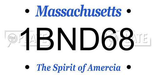 1BND68 Massachusetts License Plate