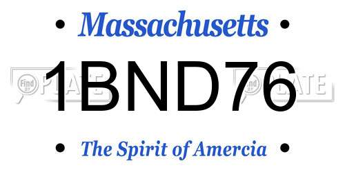 1BND76 Massachusetts License Plate