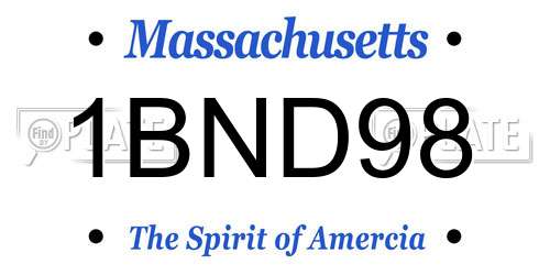 1BND98 Massachusetts License Plate
