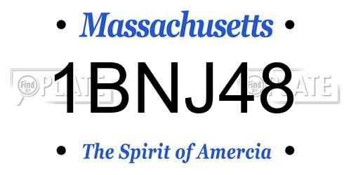 1BNJ48 Massachusetts License Plate