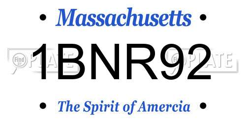 1BNR92 Massachusetts License Plate