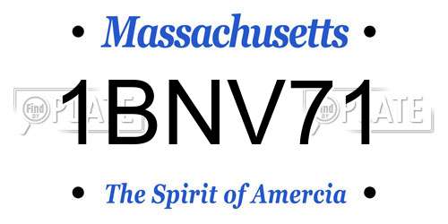 1BNV71 Massachusetts License Plate
