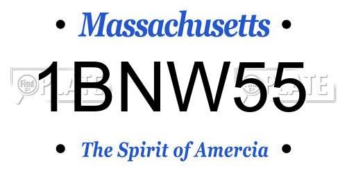 1BNW55 Massachusetts License Plate
