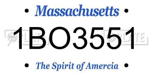 1BO3551 Massachusetts License Plate
