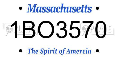 1BO3570 Massachusetts License Plate