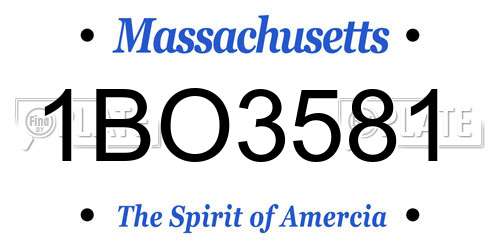 1BO3581 Massachusetts License Plate