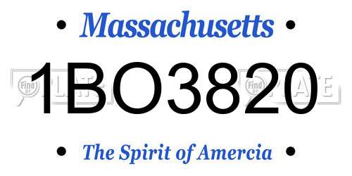 1BO3820 Massachusetts License Plate