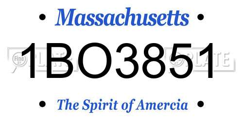 1BO3851 Massachusetts License Plate