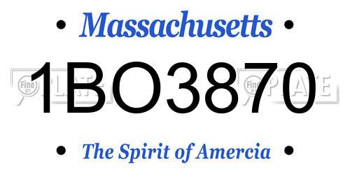 1BO3870 Massachusetts License Plate