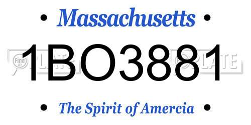 1BO3881 Massachusetts License Plate