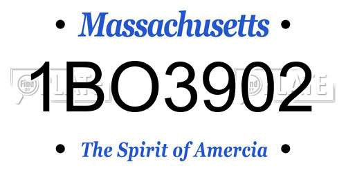 1BO3902 Massachusetts License Plate
