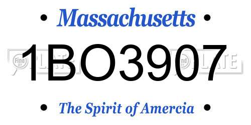 1BO3907 Massachusetts License Plate