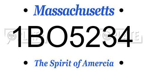 1BO5234 Massachusetts License Plate