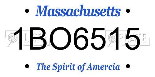 1BO6515 Massachusetts License Plate