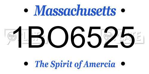 1BO6525 Massachusetts License Plate