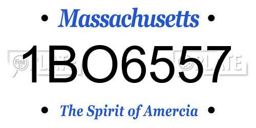 1BO6557 Massachusetts License Plate