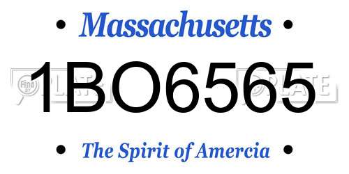 1BO6565 Massachusetts License Plate