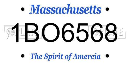 1BO6568 Massachusetts License Plate