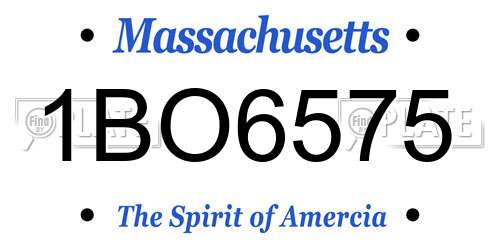 1BO6575 Massachusetts License Plate