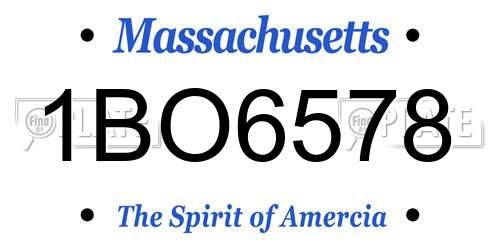 1BO6578 Massachusetts License Plate