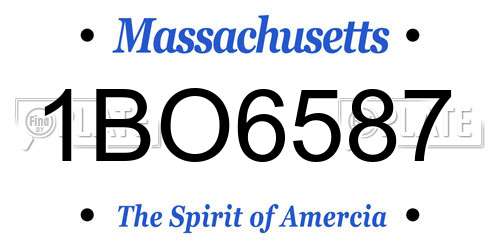 1BO6587 Massachusetts License Plate