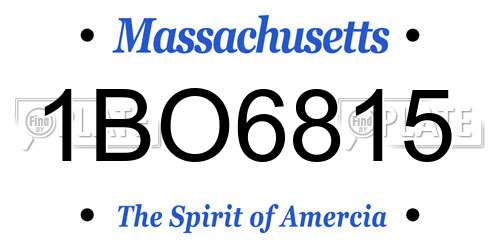 1BO6815 Massachusetts License Plate