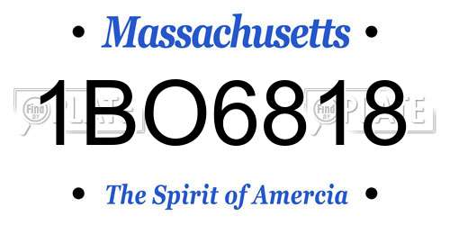 1BO6818 Massachusetts License Plate
