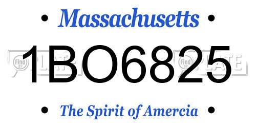 1BO6825 Massachusetts License Plate