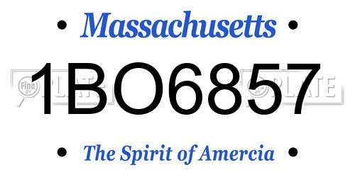 1BO6857 Massachusetts License Plate