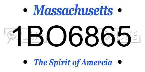 1BO6865 Massachusetts License Plate